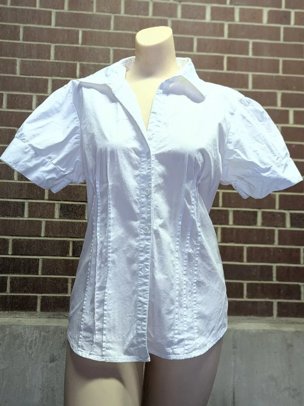 Love Potion White Puff Sleeve Button Front Top Y2K Office Siren Coquette XL - Picture 1 of 5